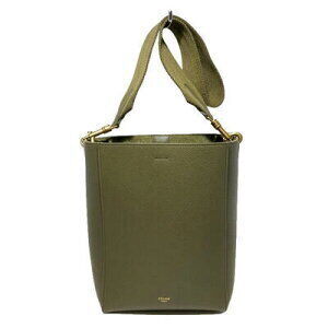 Celine Sangle Bucket Shoulder Bag Soft Grained Calfskin Leather Khaki Green